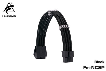 FormulaMod Fm-NC8P CPU 8Pin(4+4) Power Extension Cable For Motherboard 8 Pin 18AWG Solid Color Cables With Cable Comb