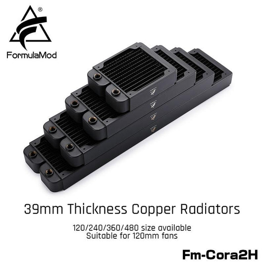 FormulaMod Fm-CoRa2H 39mm Thickness Copper Radiator 120/240/360/480mm Black Radiators Suitable For 120Fans