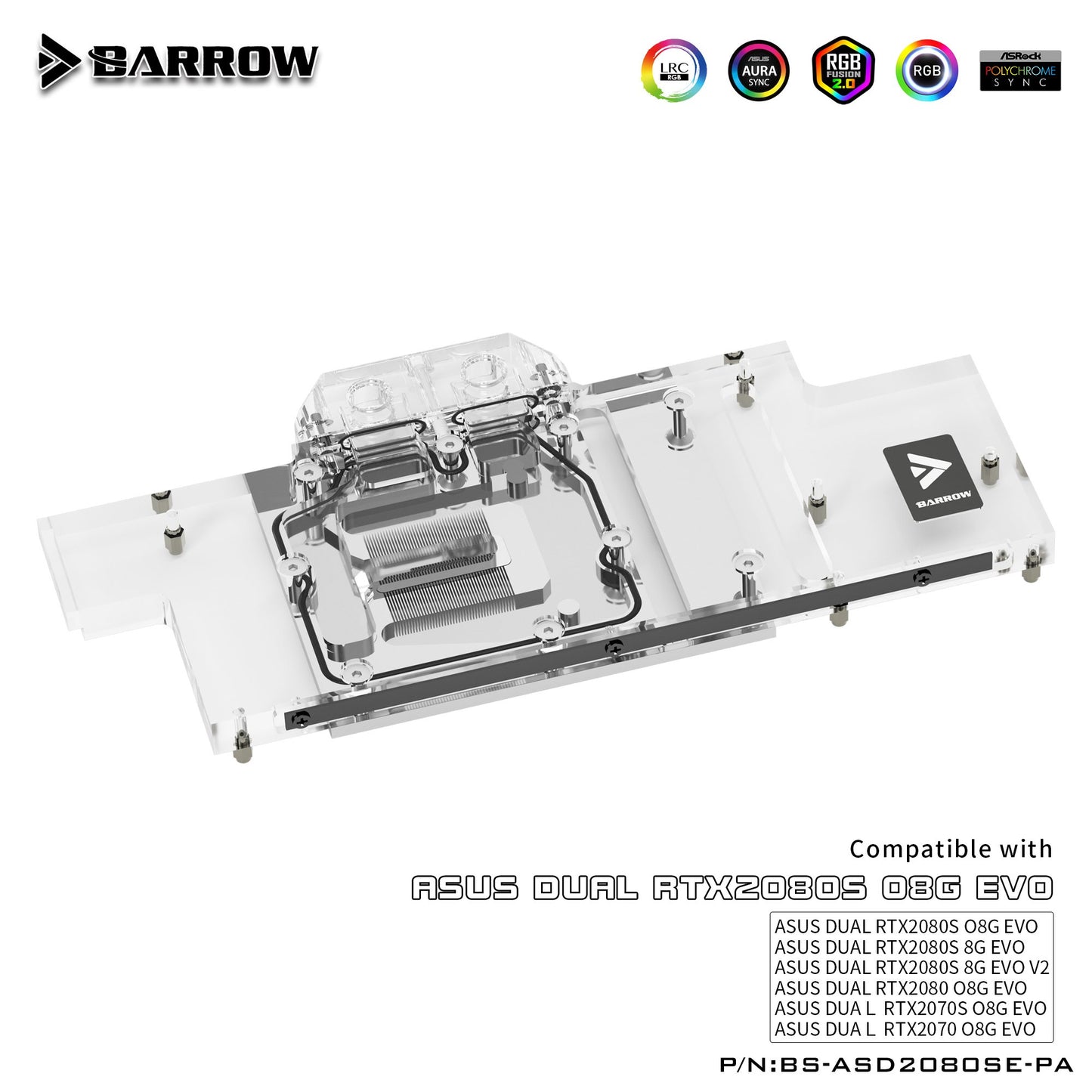 Barrow BS-ASD2080SE-PA Full Coverage Water Cooling Block for ASUS DUAL 2080S Graphics Card | Water Cooling Block