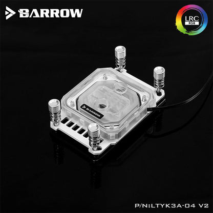 Barrow LTYK3A-04-V2, For RyzenAMD AM4/AM3 CPU Water Blocks, LRC RGB v2 Acrylic Microcutting | Liquid Cooling Block