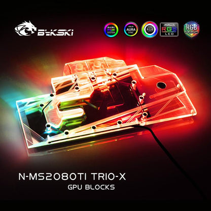 Bykski N-MS2080TI TRIO-X, Full Cover Graphics Card Water Cooling Block, For MSI RTX2080Ti Gaming X TRIO