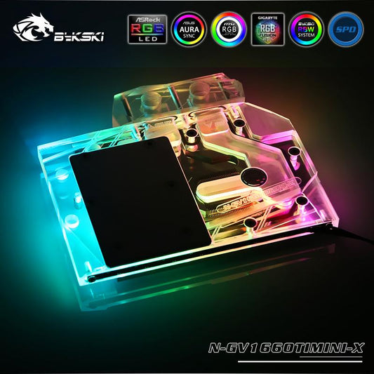 Bykski N-GV1660TIMINI-X, bloc de refroidissement par eau pour carte graphique à couverture complète, pour Gigabyte GTX1660TI Mini ITX OC
