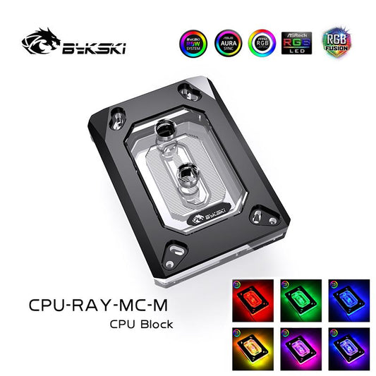 Bykski CPU Cooler Water Cooling Block For AMD Acrylic RGB CPU Cooler Micro Waterway Liquid Cooling System CPU-RAY-MC-M