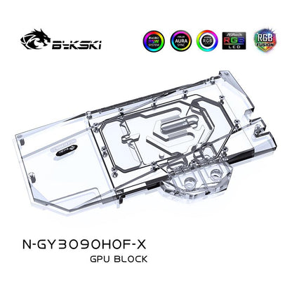 Bykski N-GY3090HOF-X bloc d'eau GPU pour GALAX GeForce RTX 3090 HOF EXTREME, refroidisseur à couverture complète avec plaque arrière 