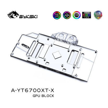 Bykski GPU Water Block A-YT6700XT-X , For Yeston RX6700XT , Graphic Video Card Backplate Liquid Block Water Cooling