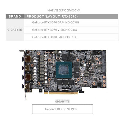 Bykski GPU Water Cooling Block For Gigabyte GeForce RTX 3070 Gaming/Vision/Eagle, Graphics Card Liquid Cooler System, N-GV3070GMOC-X