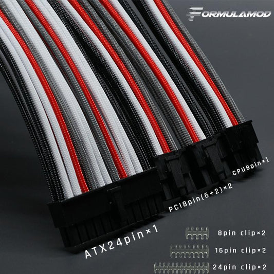 FormulaMod Fm-CableKit-01, 18AWG Extension Cable Kits, Including ATX 24Pin*1 PCI-E 8PIN*2 CPU 8PIN*1 Comb Set