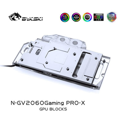 Bykski Full Cover Graphics Card Water Cooling Block, For Gigabyte RTX 2070/2070Super/2060/GTX1660Ti/1660 Windforce / Gaming, N-GV2060GamingPRO-X