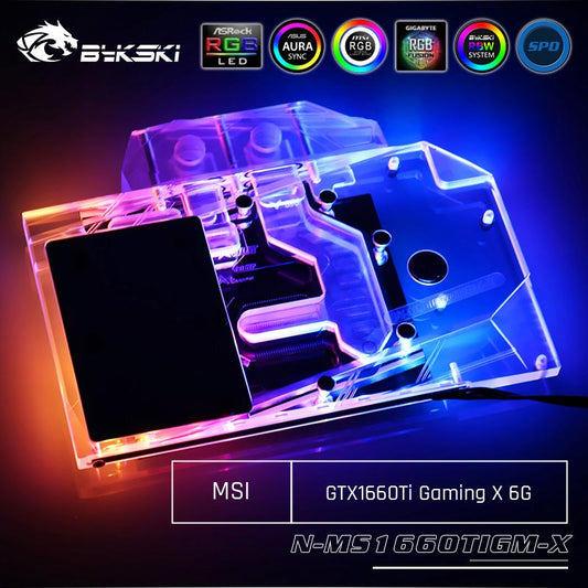 Bykski N-MS1660TIGM-X, bloc de refroidissement par eau pour carte graphique à couverture complète, pour MSI GTX1660Ti Gaming X 6G