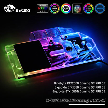 Bykski N-GV2060GamingPRO-X, Full Cover Graphics Card Water Cooling Block, For RTX2060/GTX1660Ti/1660 Gaming OC PRO 6G