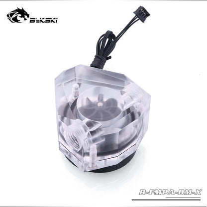 Bykski Acrylic Diamond Shape Water Flow Meters, G1/4 5v 3pin RGB Lighting Polygon Water Cooling Flow Meters, | RGB Lighting