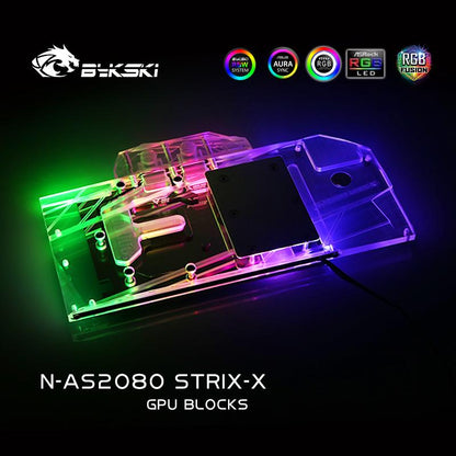 Bykski Full Cover Graphics Card Water Cooling Block, For Asus ROG STRIX RTX 2080/2080Super/2070, N-AS2080STRIX-X