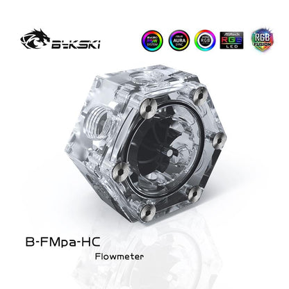 Bykski B-FMpa-HC, 6-way Water Flow ,G1/4'' thread with 4 plugs, water cooling flow , computer cooling kit