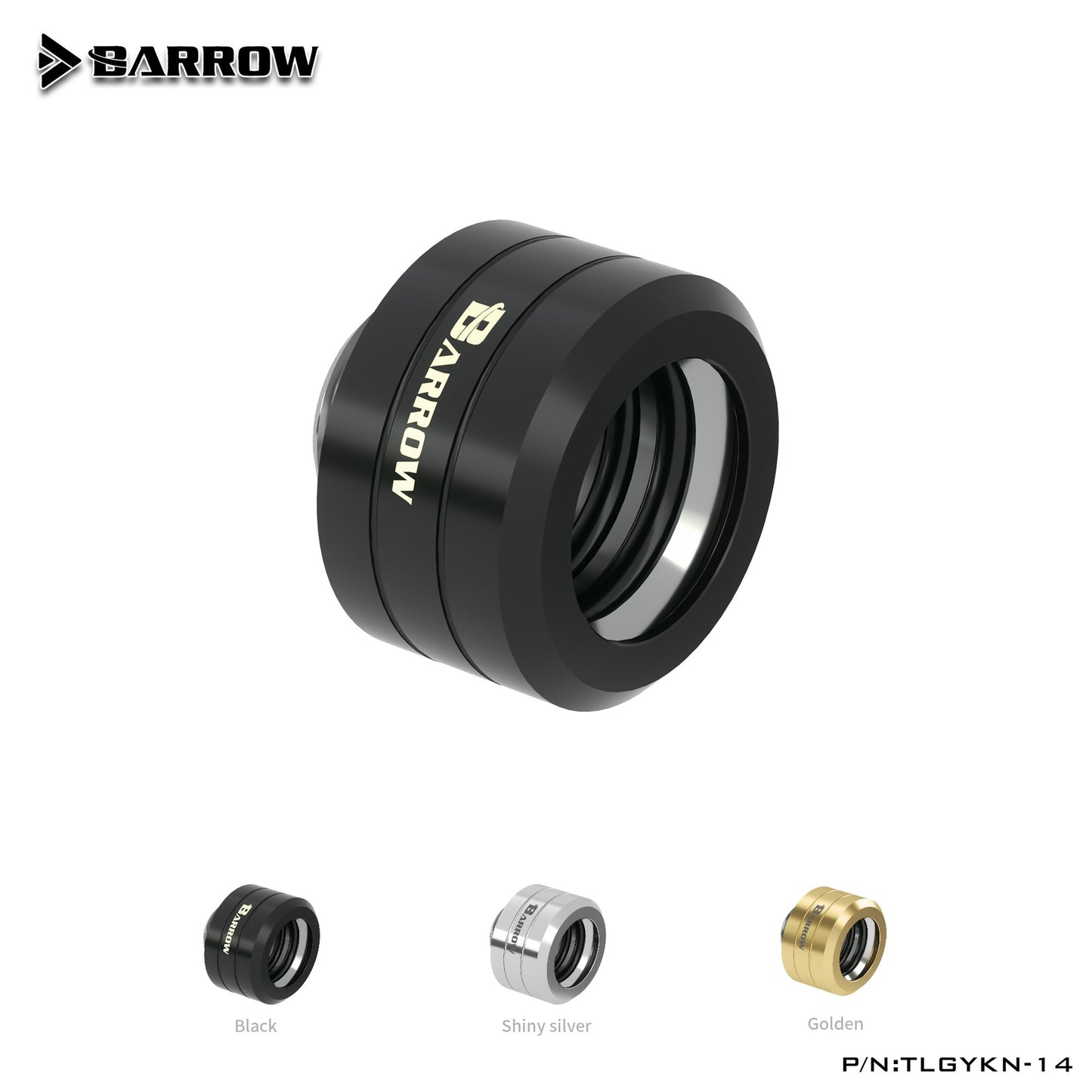 Barrow TLGYKN-14, Choice Gold Black Silver Smooth OD14mm Hard tube fitting hand compression fitting G1/4'' OD14mm hard pipe