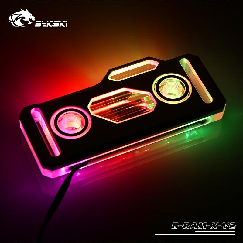 Bykski B-RAM-X-V2, RBW Ram Water Blocks, Acrylic + Black/Silver Aluminum Alloy Cover, Support Dual Ram | Water Cooling Block