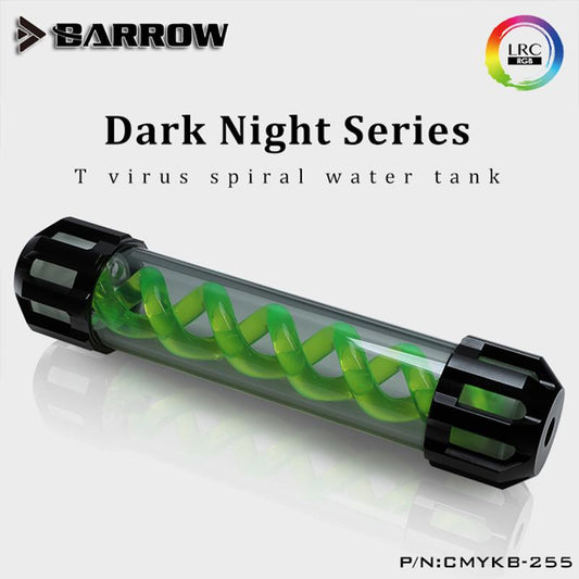 Barrow CMYKB-255 Dark Night Virus-T Reservoirs Aluminum Alloy Cover + Acrylic Body Multiple | PC Water Cooling Accessory