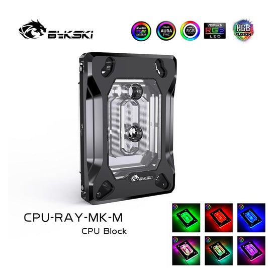 Bykski CPU Cooler Water Cooling Block pour AMD Acrylique RGB CPU Cooler Micro Waterway Liquid Cooling System, CPU-RAY-MK-M