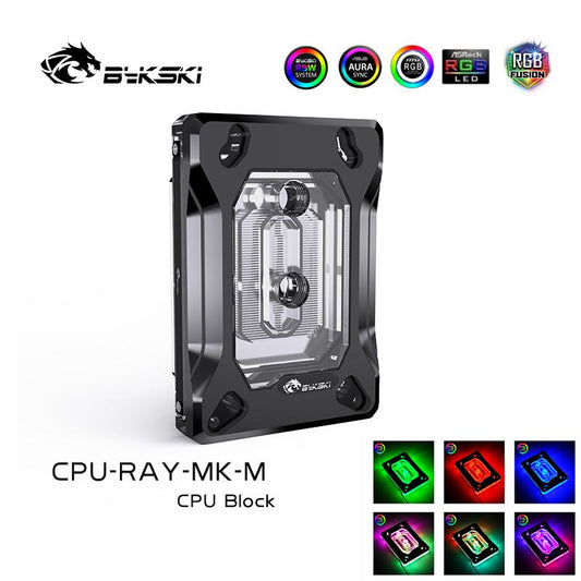 Bykski CPU Cooler Water Cooling Block For AMD Acrylic RGB CPU Cooler Micro Waterway Liquid Cooling System, CPU-RAY-MK-M CPU-RAY-MC-M