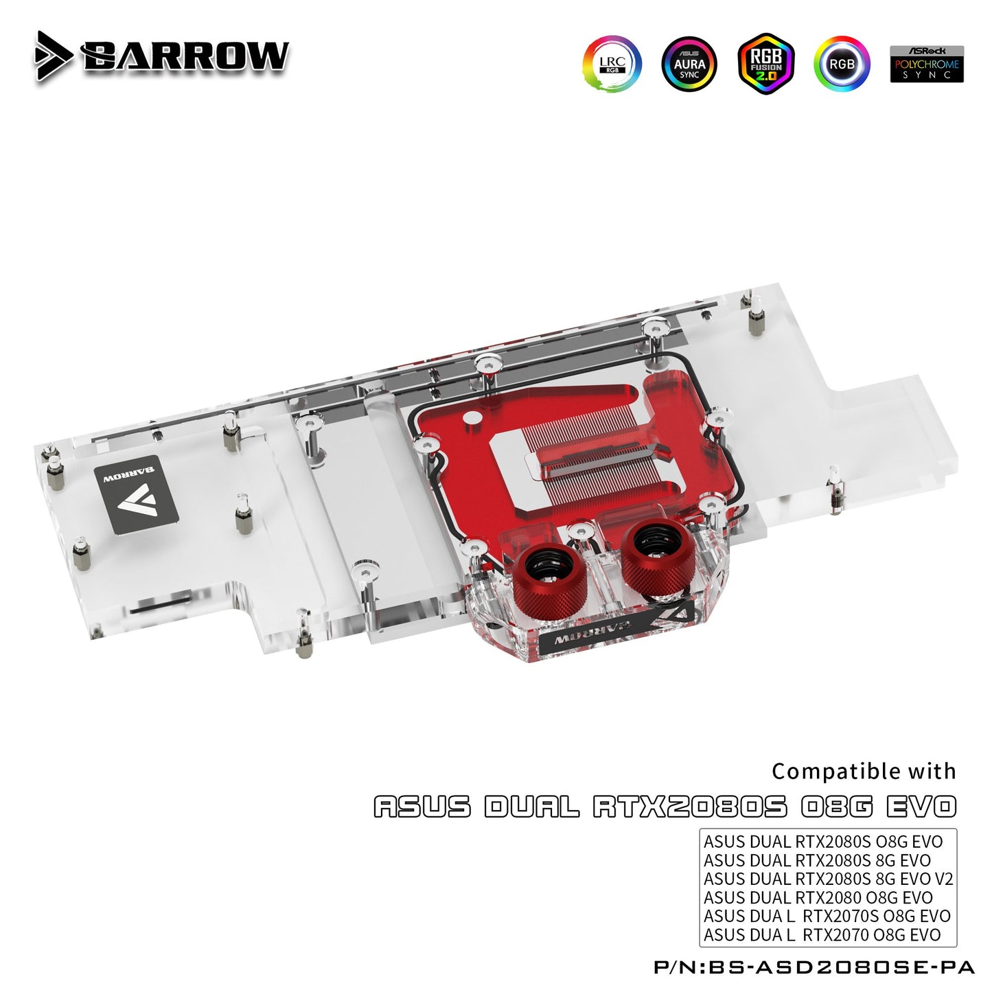 Barrow BS-ASD2080SE-PA Full Coverage Water Cooling Block for ASUS DUAL 2080S Graphics Card | Water Cooling Block