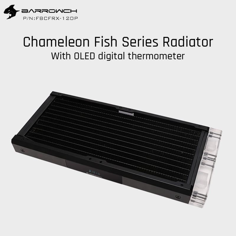 Barrow ch FBCFRX-240 Chameleon Fish Modular 240mm Radiator With OLED Display Acrylic/POM Inlet Module | Custom Loop Radiator
