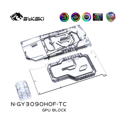 Bykski GPU Block With Active Waterway Backplane Cooler For Galax RTX 3090/3080Ti HOF Extreme, N-GY3090HOF-TC