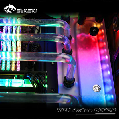 Bykski Waterway Cooling Kit For Antec DF500 RGB Case, 5V ARGB, For Single GPU Building, RGV-Antec-DF500-P