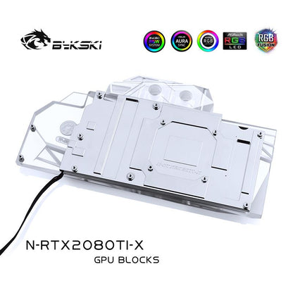 Bykski Full Cover Graphics Card Water Cooling Block, Exclusive Backplane For Nvidia Founder Edition RTX 2080/2080Ti/2070/2070Super/2060, For FE PCB's MSI Asus Zotac Coloful Gigabyte Gala etc., N-RTX2080TI-X