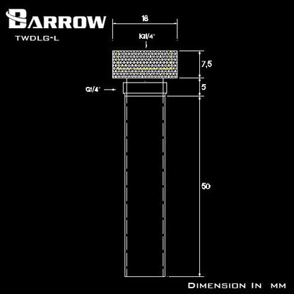 Barrow Black / Silver / White External flow direction fittingLong (50mm)( 20mm) Water cooling fitting TWDLG-S TWDLG-L