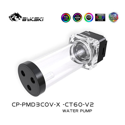 Bykski CP-PMD3COV-X-CT60, Combinaison pompe-réservoir, Pompe Bykski DDC avec éclairage, Débit maximum 600L/H Levée maximum 6 mètres