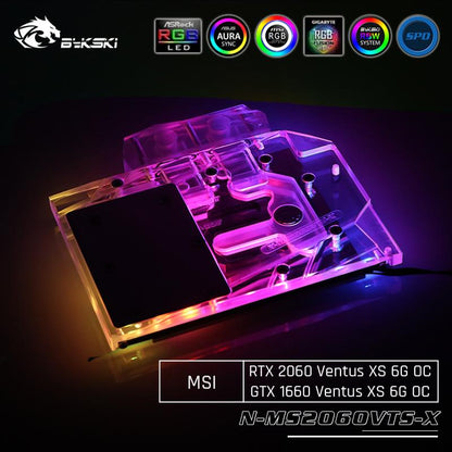 Bykski N-MS2060VTS-X GPU Water Cooling Block For MSI RTX 2060 Ventus XS 6G OC / GTX 1660 Ventus XS 6G | Water Cooling Block
