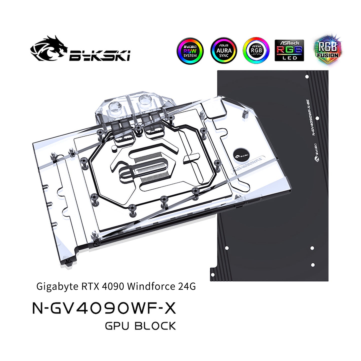 Bykski GPU Water Block For Gigabyte RTX 4090 Windforce 24G, Full Cover With Backplate PC Water Cooling Cooler, N-GV4090WF-X