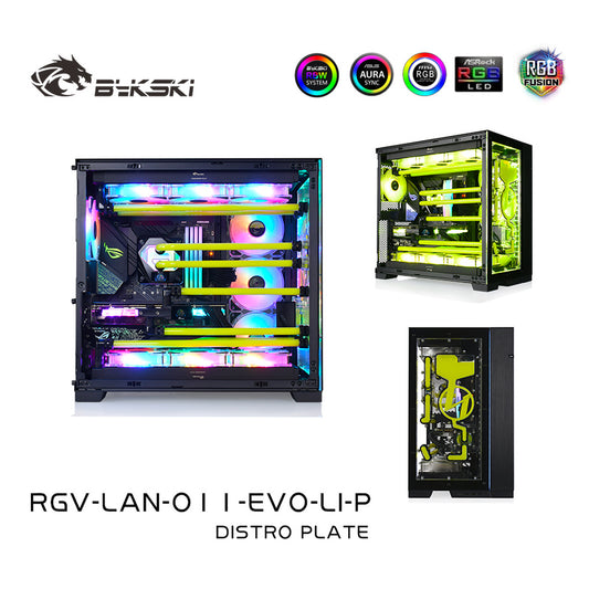 Bykski Front Panel Distro Plate Kit For Lian Li O11 EVO Case, 5V A-RGB Complete Loop For Single GPU PC Building, Water Cooling Waterway Board, RGV-LAN-O11-EVO-LI-P