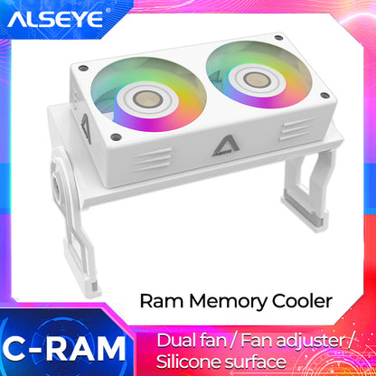 ALSEYE RAM ARGB Memory Cooler White Black 60mm With Dual Fan PWM 1200-2000RPM Radiator for DDR2/3/4/5 Cooling