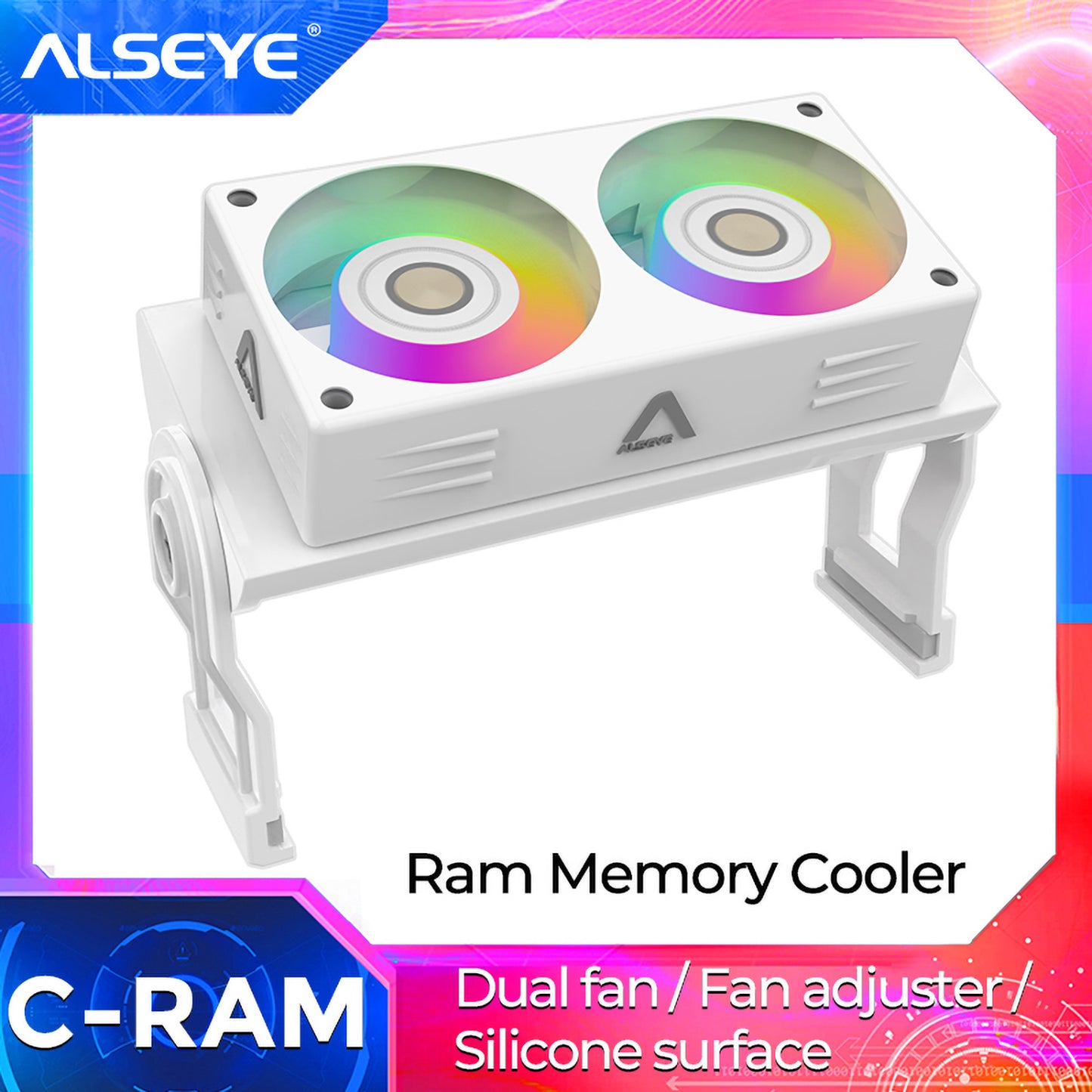 ALSEYE RAM ARGB refroidisseur de mémoire blanc noir 60mm avec double ventilateur PWM 1200-2000 tr/min radiateur pour refroidissement DDR2/3/4/5 
