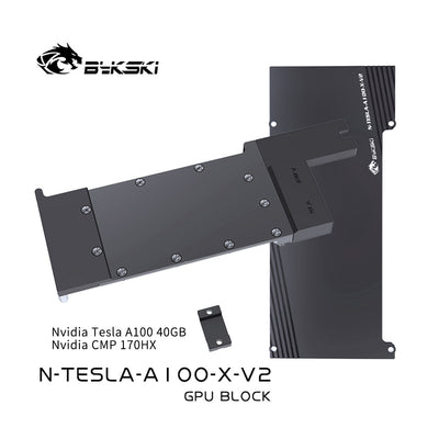 Bykski GPU Block For Nvidia Tesla A100 40GB / Nvidia CMP 170HX / Nvidia Tesla A30 24G, High Heat Resistance Material POM + Full Metal Construction, With Backplate Full Cover GPU Water Cooling Cooler Radiator Block N-TESLA-A100-X-V2