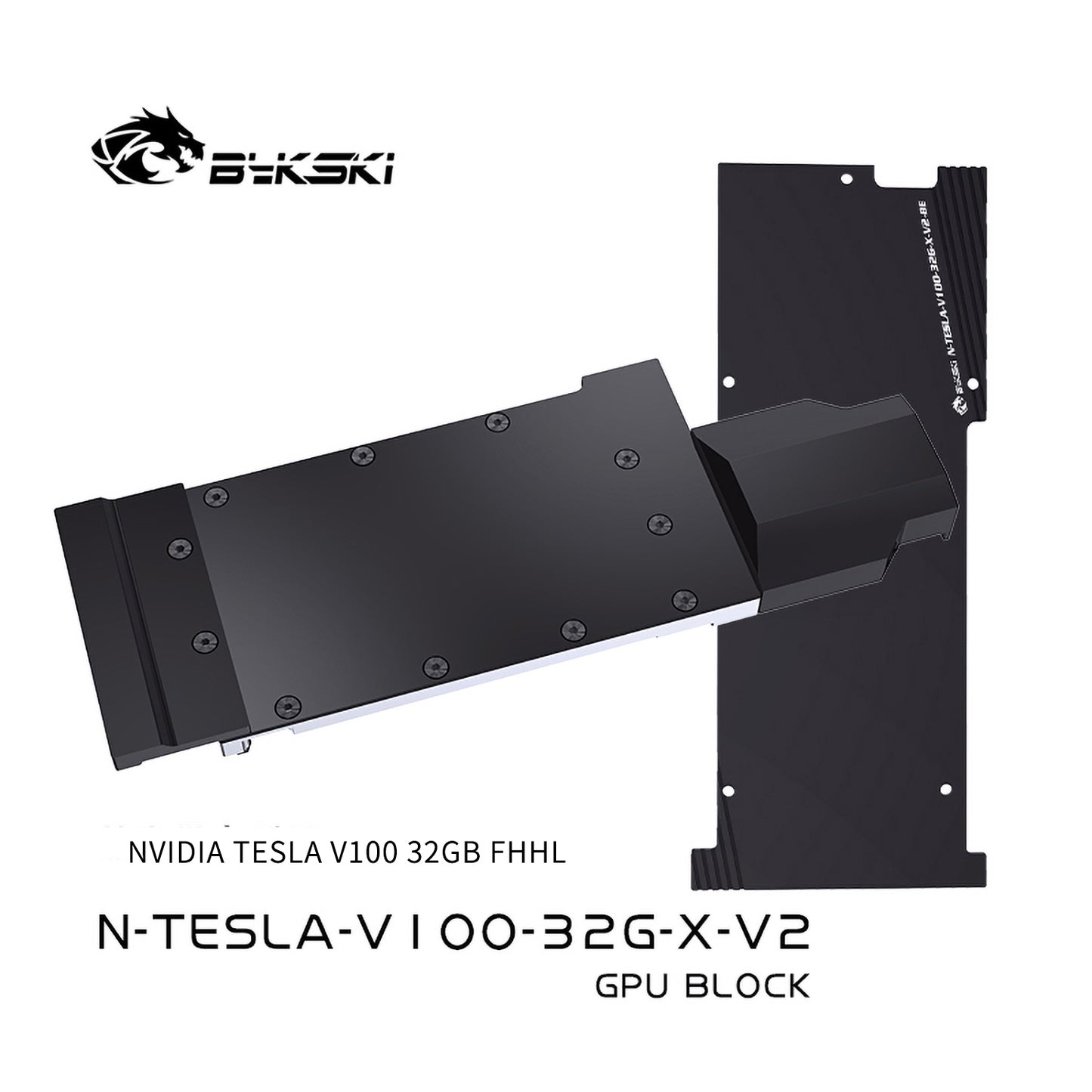 Bykski GPU Block For Nvidia Tesla V100 32GB FHHL, High Heat Resistance Material POM + Full Metal Construction, With Backplate Full Cover GPU Water Cooling Cooler Radiator Block N-TESLA-V100-32G-X-V2