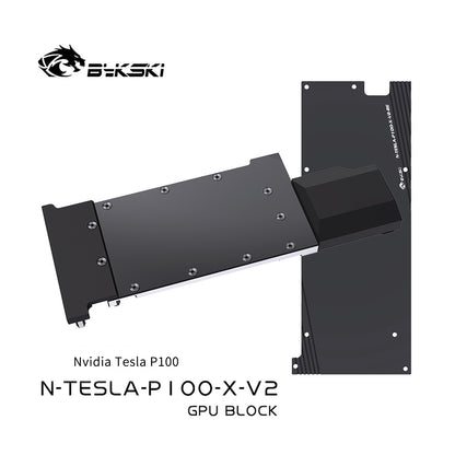 Bykski GPU Block For Nvidia Tesla P100, High Heat Resistance Material POM + Full Metal Construction, With Backplate Full Cover GPU Water Cooling Cooler Radiator Block N-TESLA-P100-X-V2