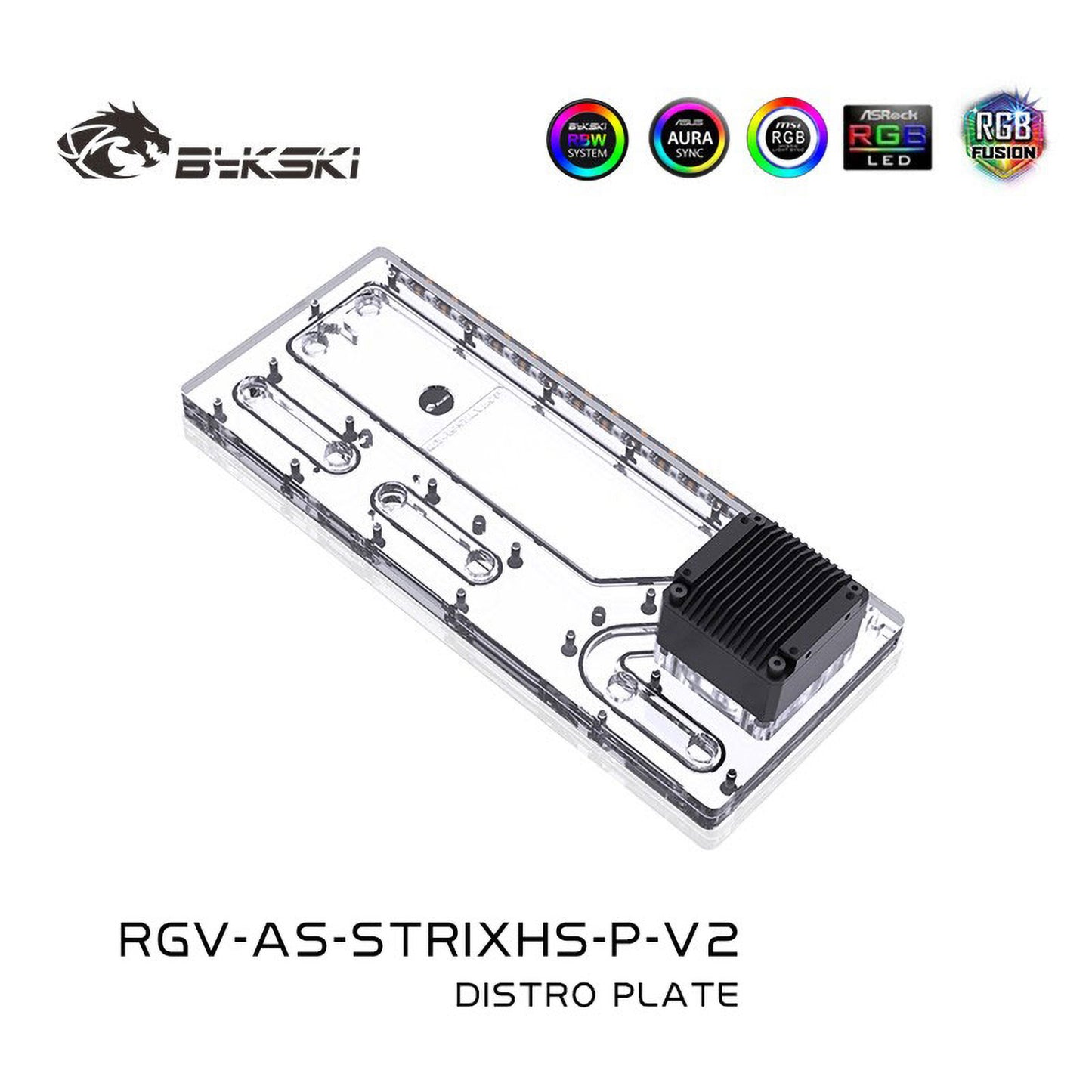Bykski Distro Plate For Asus Rog Strix Helios Case, Acrylic Waterway Board Combo DDC Pump, 5V A-RGB, RGV-AS-STRIXHS-P-V2