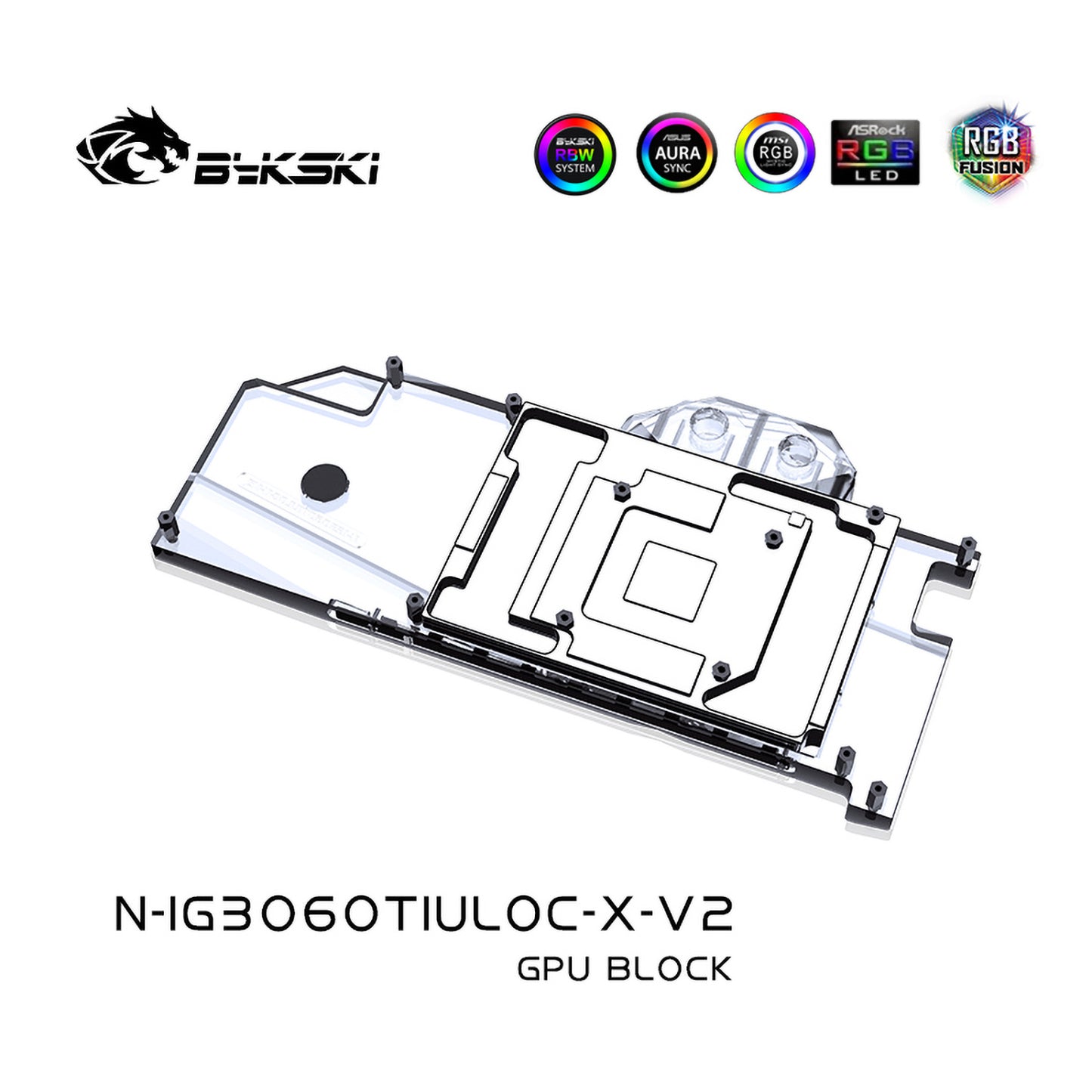 Bykski GPU Water Block For Colorful iGame RTX 3060 / 3060Ti Advanced / Ultra OC , Full Cover With Backplate PC Water Cooling Cooler, N-IG3060TIULOC-X-V2