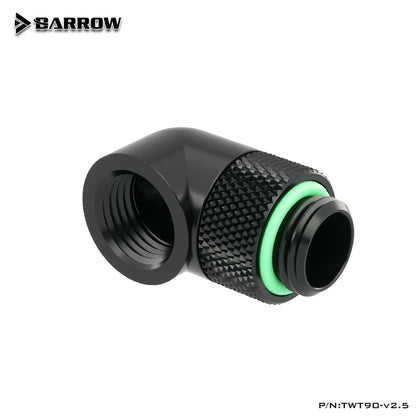 Barrow 90 Degree Rotary Fitting, G1/4'' Thread Adapter, 180° Rotatable Convenient For Tubeway Connection, Common Water Cooling Fitting, TWT90-v2.5