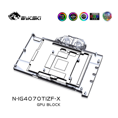 Bykski GPU Water Block For Colorful RTX 4070 Ti Battle-AX, Full Cover With Backplate PC Water Cooling Cooler, N-IG4070TIZF-X