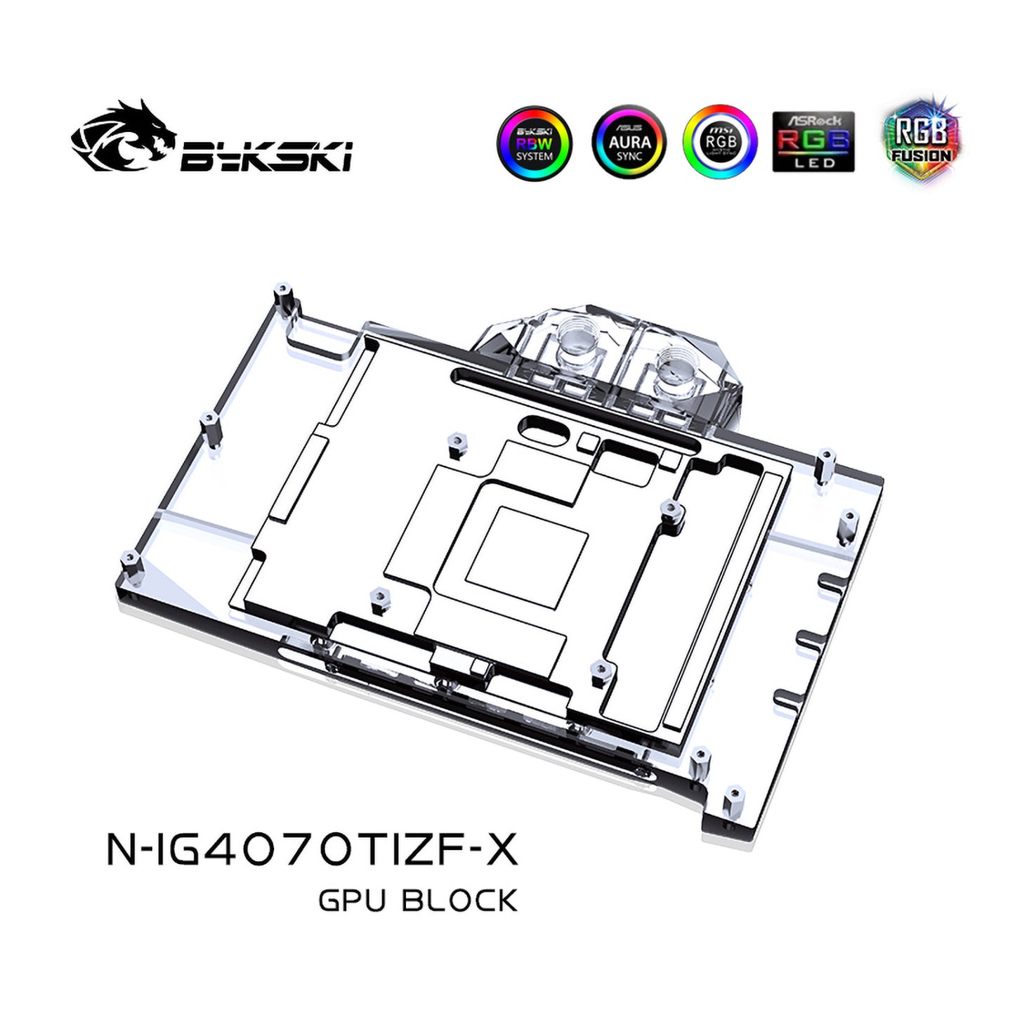 Bloc d'eau Bykski GPU pour coloré RTX 4070 Ti Battle-AX, couverture complète avec refroidisseur de refroidissement par eau pour PC de plaque arrière, N-IG4070TIZF-X 