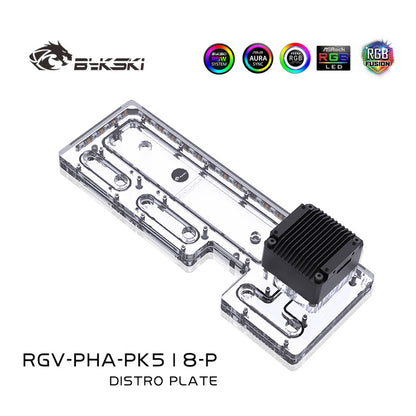 Bykski Distro Plate Kit For Phanteks PK518/600S P500/600A Case, 5V A-RGB Complete Loop For Single GPU PC Building, Water Cooling Waterway Board, RGV-PHA-PK518-P