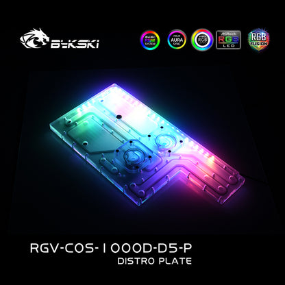 Bykski Kit de plaque de distribution pour boîtier Corsair 1000D, boucle complète A-RGB 5 V pour la construction d'un seul GPU PC, carte de voie navigable de refroidissement par eau, RGV-COS-1000D-D5-P