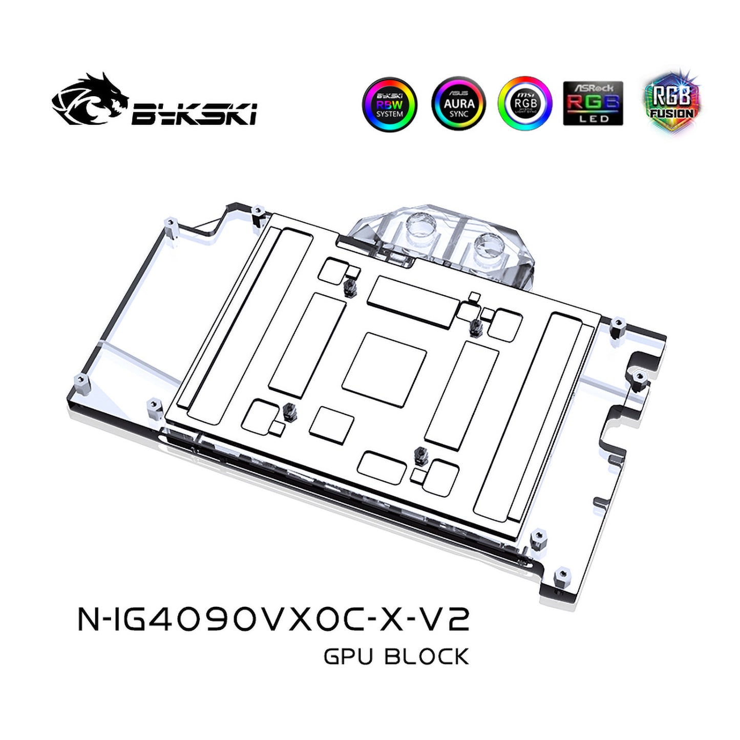 Bloc d'eau Bykski GPU pour coloré iGame RTX 4090 Advanced OC 8G, couverture complète avec refroidisseur de refroidissement par eau pour PC de plaque arrière, N-IG4090VXOC-X-V2 