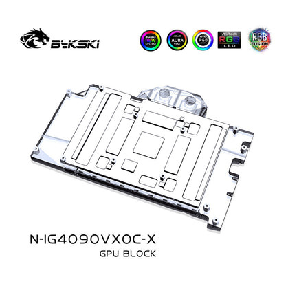 Bykski GPU Water Block For Colorful iGame RTX 4090 Vulcan OC / Neptune OC, Full Cover With Backplate PC Water Cooling Cooler, N-IG4090VXOC-X