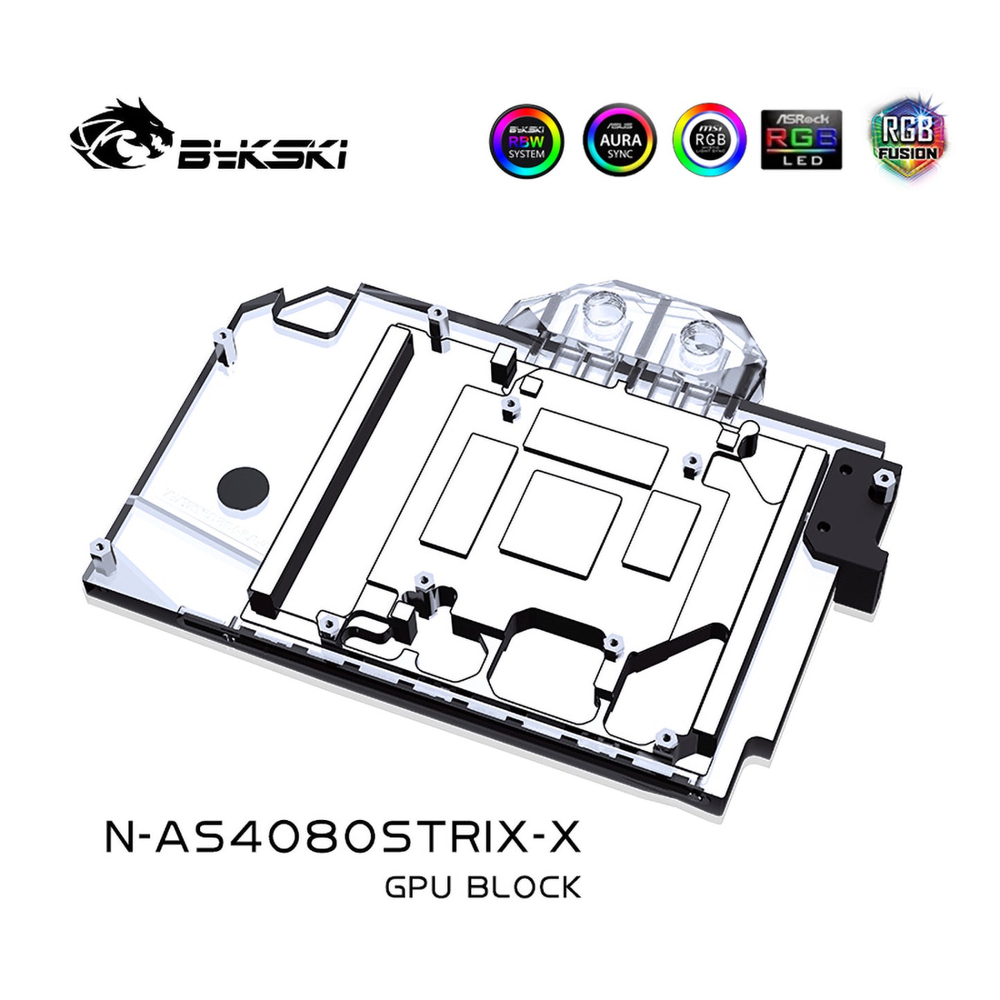 Bykski GPU Water Block For Asus RTX 4080 Tuf Gaming / ROG Strix, Full Cover With Backplate PC Water Cooling Cooler, N-AS4080STRIX-X