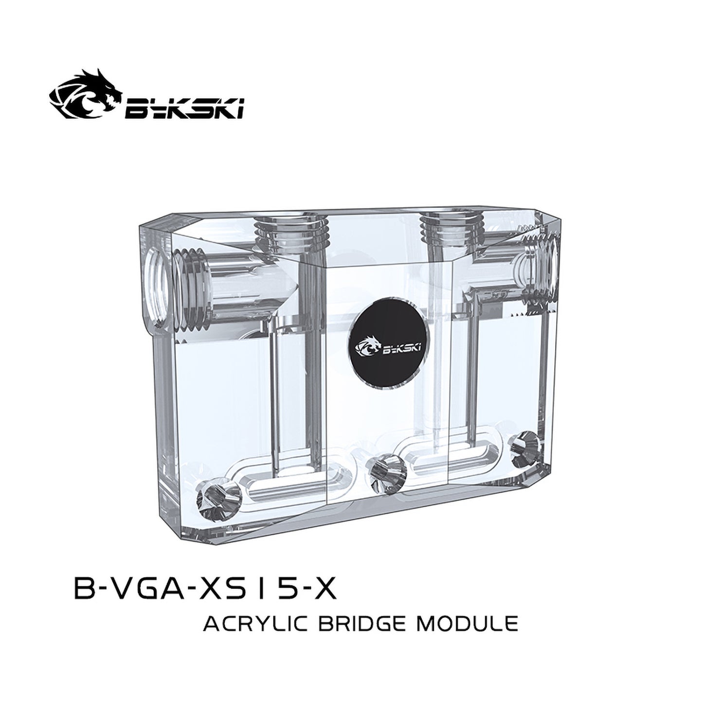 Bykski L-shaped Bridge Module For Bykski GPU block, Change GPU Block Water Inlet/Outlet Ports Direction, Transparent Acrylic Multi-directional Conversion, Water Cooling Block Bridge, B-VGA-XS15-X