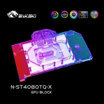 Bykski GPU Water Block For Zotac RTX 4080 Apocalypse / AMP Extreme AIRO / Trinity / 4070 Ti AMP, Full Cover With Backplate PC Water Cooling Cooler, N-ST4080TQ-X