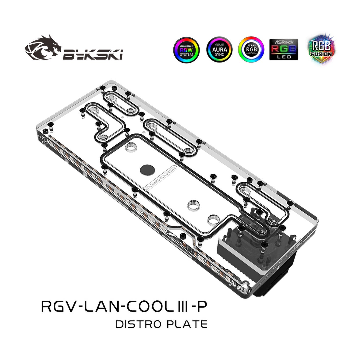 Plaque de distribution Bykski pour boîtier Lian Li Cool III, pompe DDC combinée de carte de voie navigable acrylique, 5 V A-RGB, RGV-LAN-COOLIII-P 